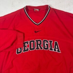Nike Georgia Bulldogs Center Swoosh Windbreaker Sweater Mens XL V-neck Nylon